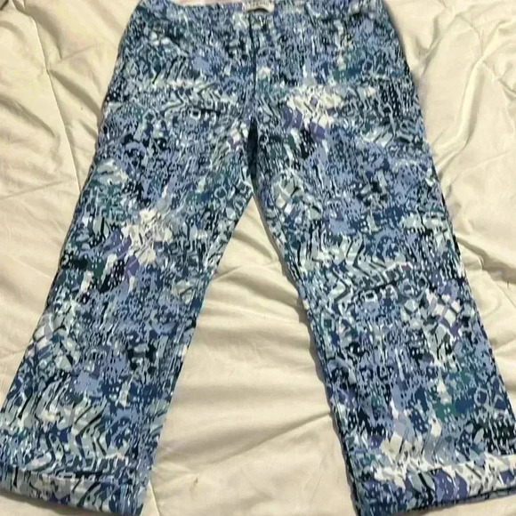 Nine West Jean Women Size 14 Chrystie Capris Soft Twill Touch Denim Blue Print - Picture 3 of 7
